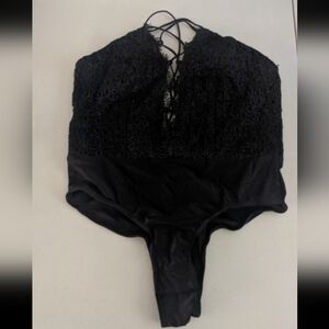 Women's Vintage Lace Chemise Bodysuit Elegant Black Strappy Dark Academia Goth